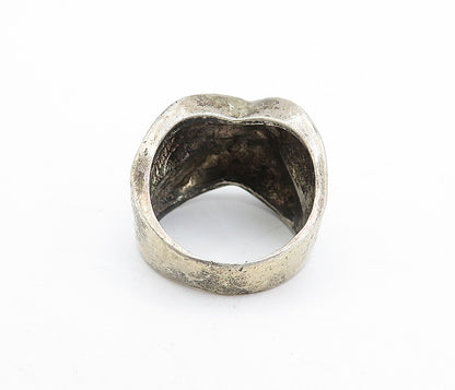 MEXICO 925 Silver  Vintage Dark Tone Fluted Crossover Band Ring Sz 8.5  RG5296