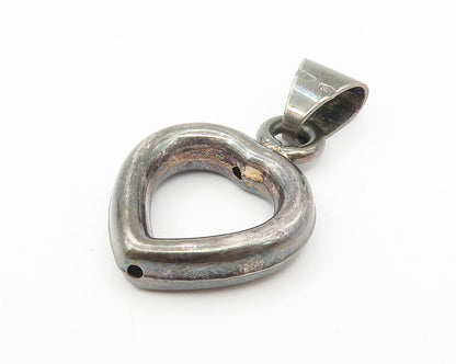 925 Sterling Silver  Vintage Dark Tone Open Love Heart Drop Pendant  PT9134