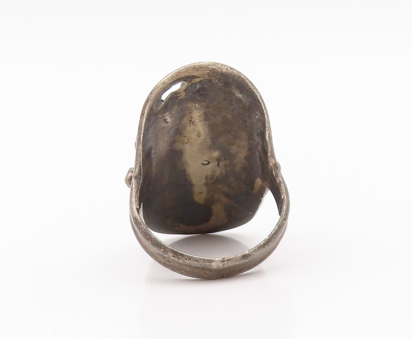 925 Sterling Silver Vintage Ring NAVAJO ZUNI Cat's Eye Inlay  Sz 7.5  RG32388