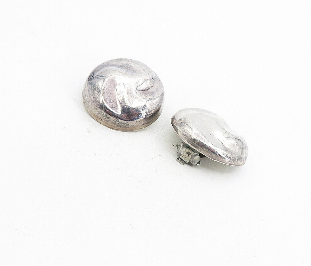 MEXICO 925 Sterling Silver  Vintage Swirl Dome Non Pierce Earrings  EG4478