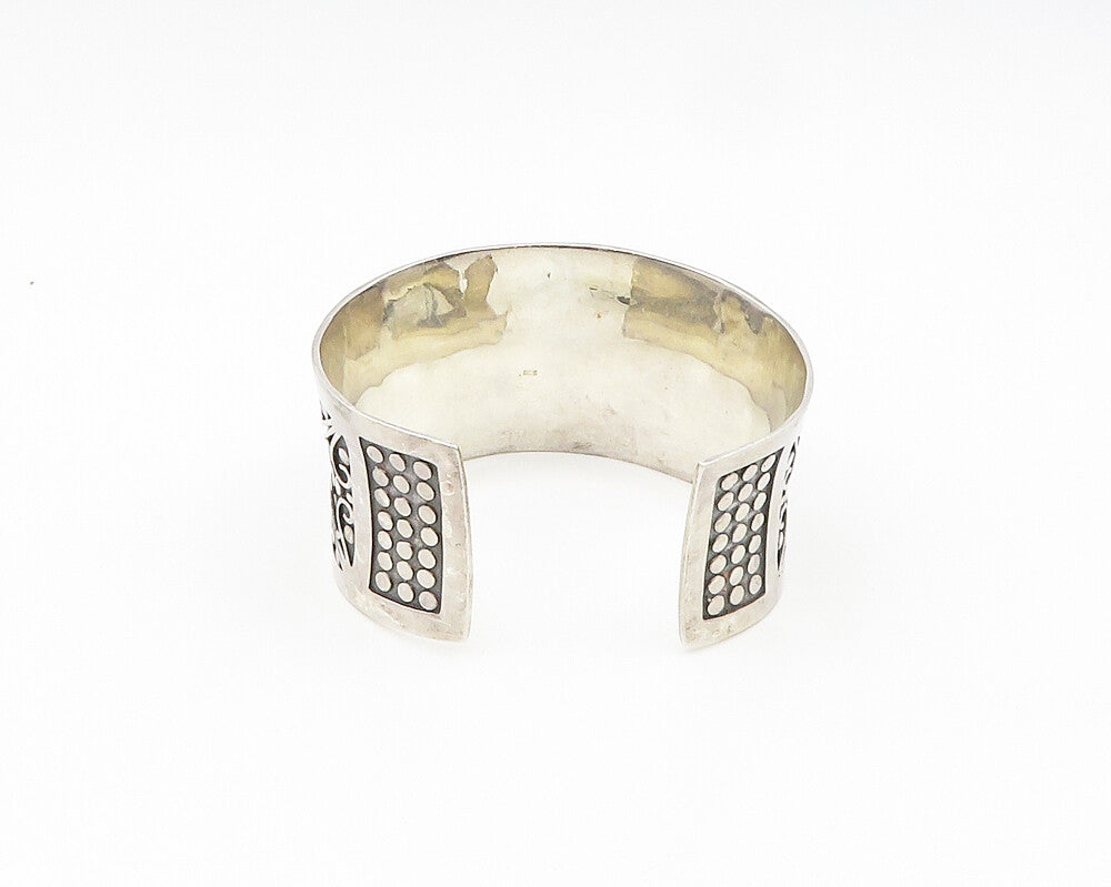 925 Sterling Silver  Vintage Circle Pattern Concave Cuff Bracelet  BT7621