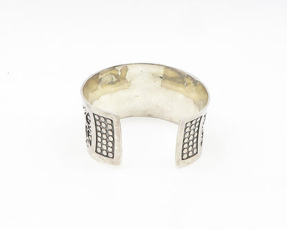 925 Sterling Silver  Vintage Circle Pattern Concave Cuff Bracelet  BT7621