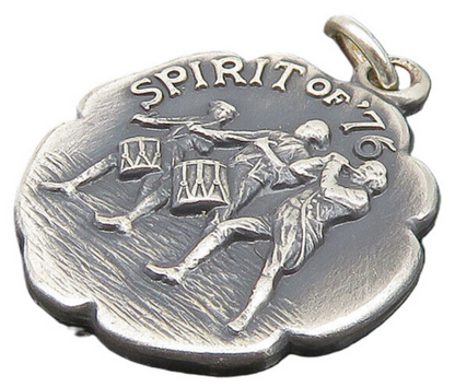 925 Sterling Silver  Vintage Oxidized Spirit Of '76 Patriotic Pendant  PT18610