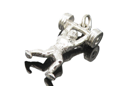 925 Sterling Silver  Vintage Petite Shiny Body Builder Motif Pendant  PT9339