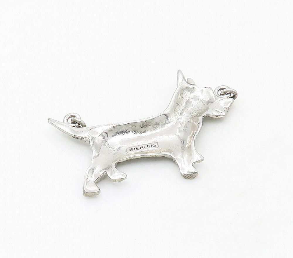 925 Sterling Silver  Vintage Sparkling Terrier Dog Motif Pendant  PT13343