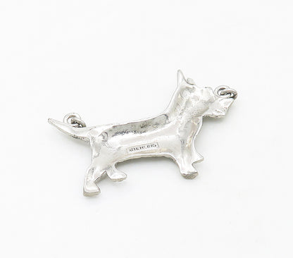 925 Sterling Silver  Vintage Sparkling Terrier Dog Motif Pendant  PT13343