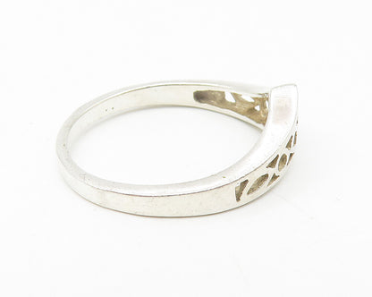 925 Sterling Silver  Vintage Shiny Pointed Open Design Band Ring Sz 8  RG11105