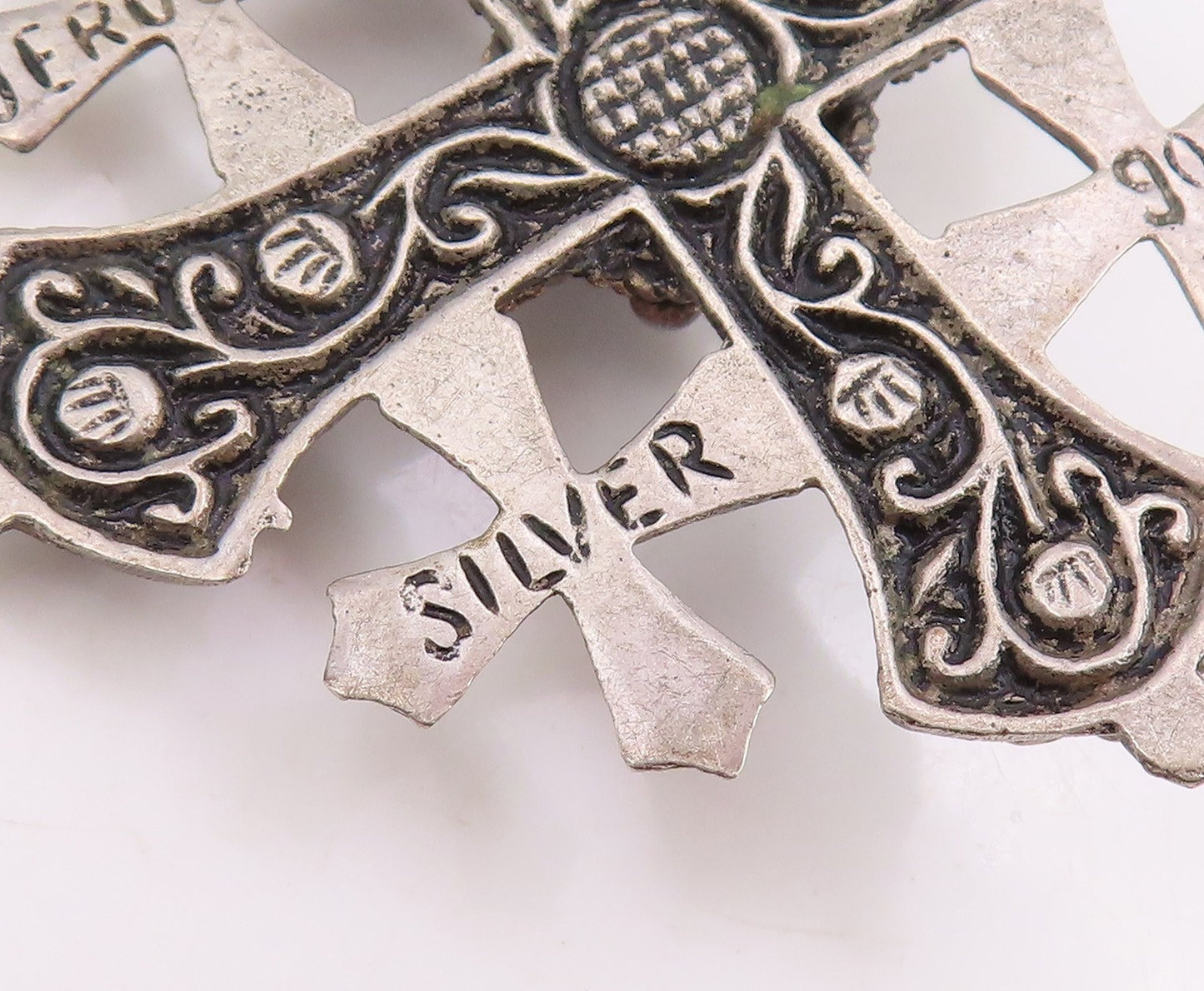 925 Sterling Silver Vintage Pendant Jerusalem Five Fold Religious Cross  PT25774