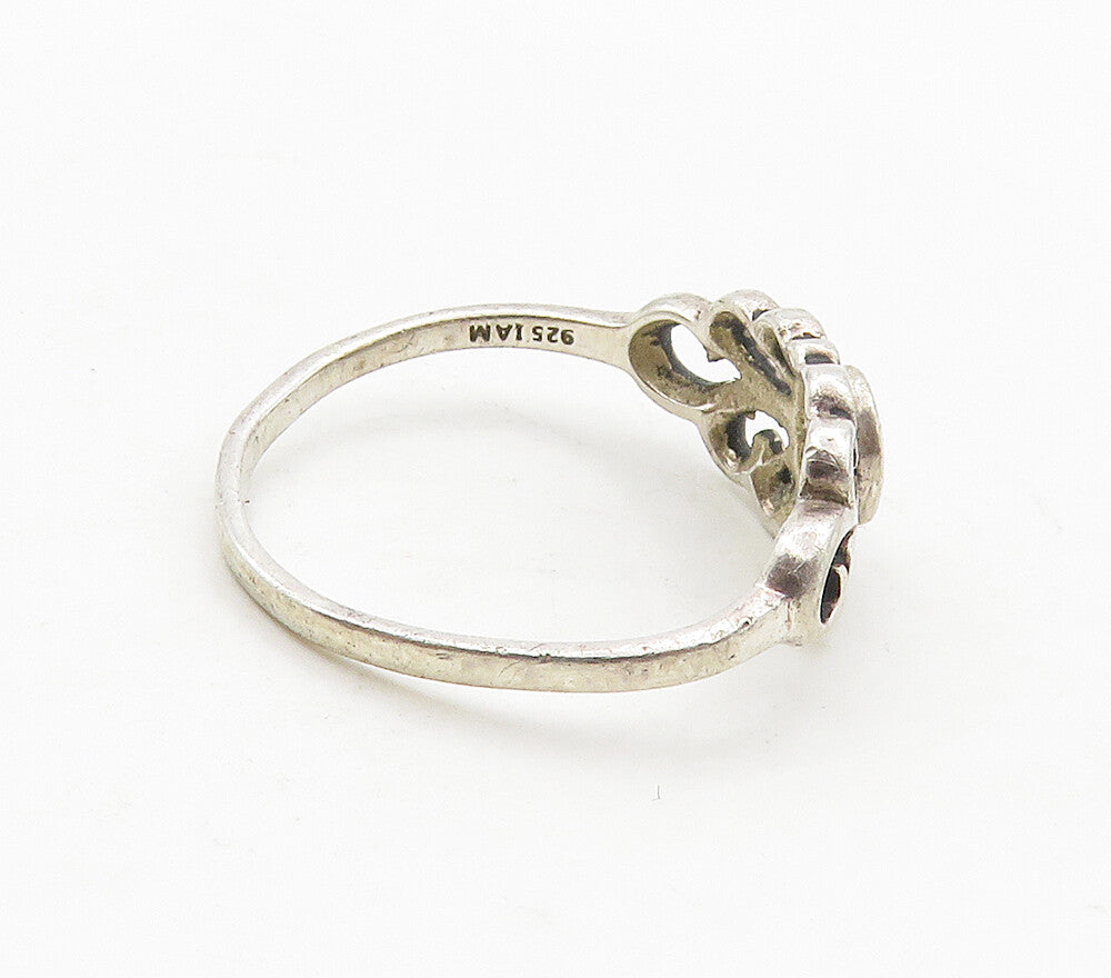 925 Sterling Silver  Inlaid Mother Of Pearl Swirl Band Ring Sz 5.5  RG15941