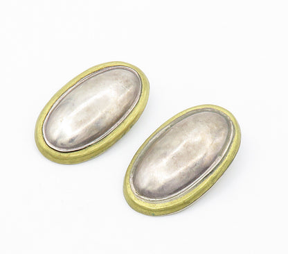 MEXICO 925 Sterling Silver  Vintage Two Tone Non Pierce Drop Earrings  EG7535