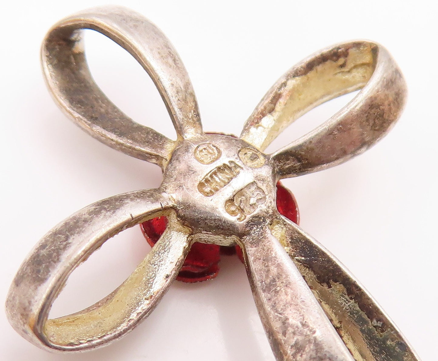 925 Sterling Silver  Vintage Rose Flower Religious Cross Pendant  PT15808