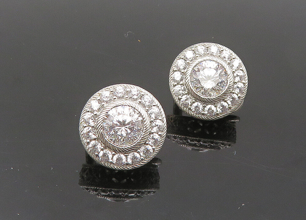 JUDITH RIPKA 925 Silver   Vintage Cubic Zirconia Non Pierce Earrings  EG10206