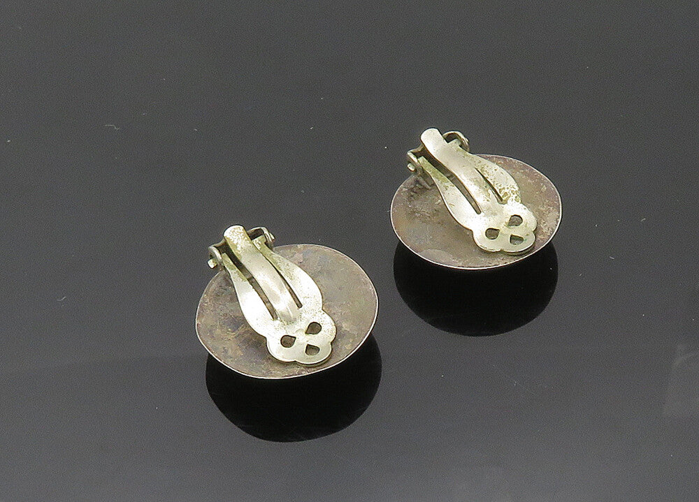 SOUTHWESTERN 925 Silver Vintage Flower Non Pierce Button Earrings EG10106
