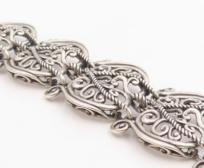 925 Sterling Silver Vintage Bracelet CAROLYN POLLACK Scrollwork Link  BT11865