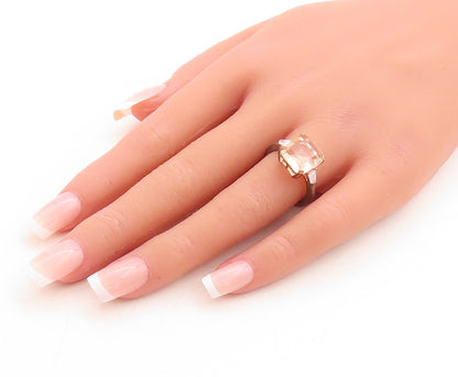 925 Sterling Silver Vintage Ring Rose Gold Plated Morganite & CZ  Sz 7  RG30103