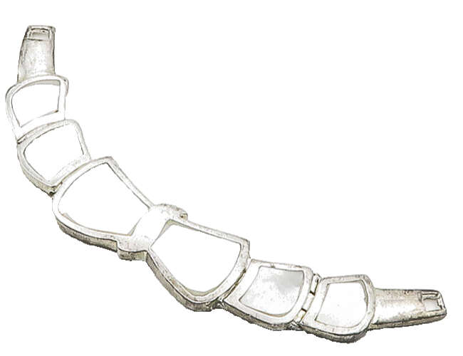 925 Sterling Silver  Vintage Shiny Mother Of Pearl Hinge Pendant  PT12346