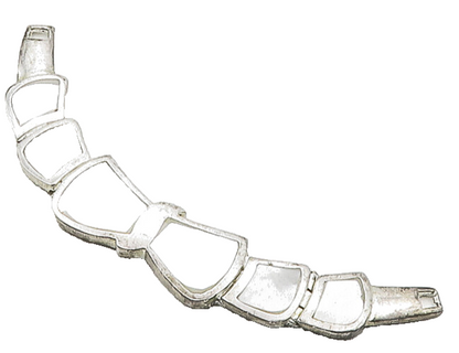 925 Sterling Silver  Vintage Shiny Mother Of Pearl Hinge Pendant  PT12346
