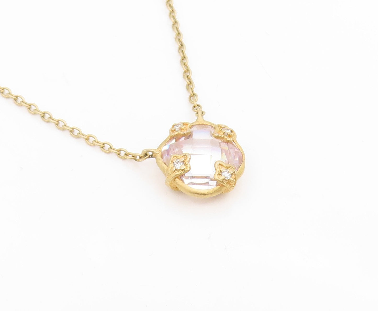 925 Sterling Silver Vintage Necklace Gold Plated Elegant Quartz & CZ  NE4849