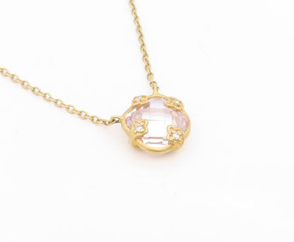 925 Sterling Silver Vintage Necklace Gold Plated Elegant Quartz & CZ  NE4849