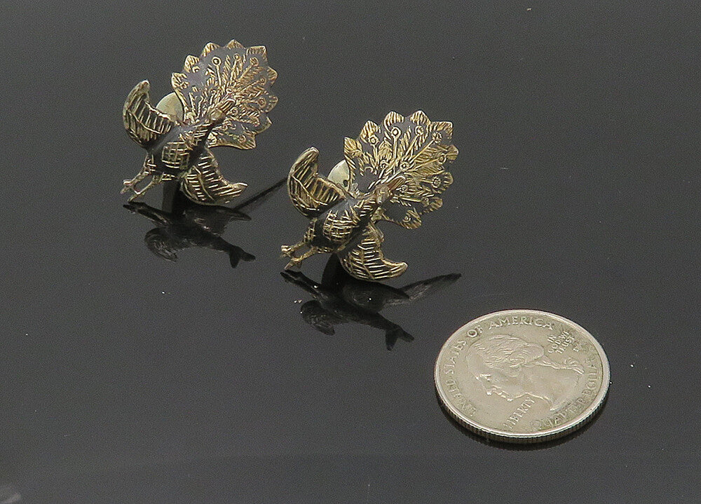 NAKON SIAM 925 Sterling Silver  Vintage Peacock Non Pierce Earrings  EG10212