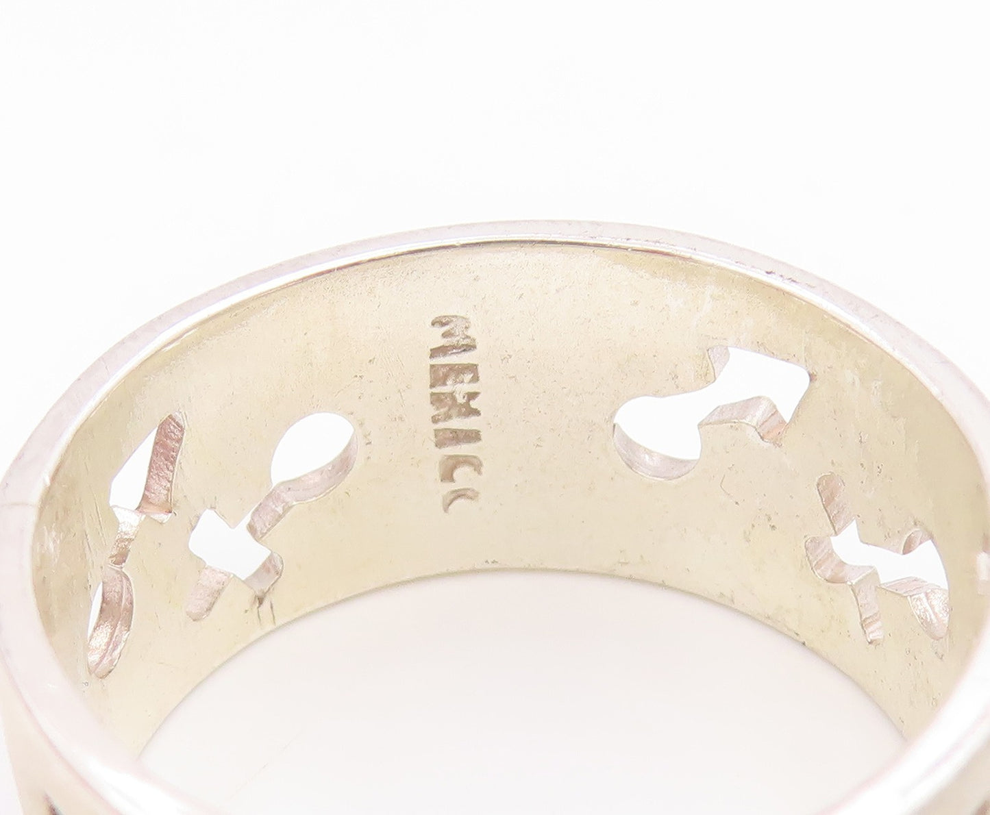 925 Sterling Silver Vintage Ring MEXICO Human Figure Cutouts  Sz 11  RG35803