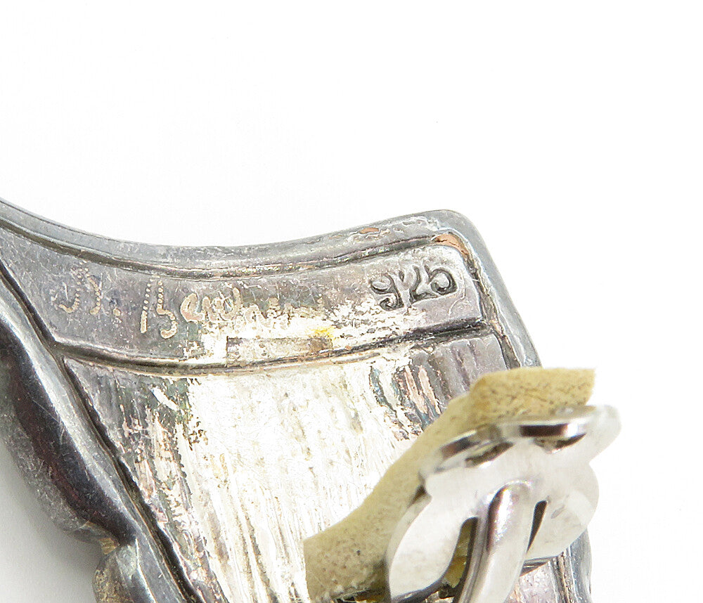 925 Sterling Silver  Vintage Modernist Oxidized Non Pierce Earrings  EG2903