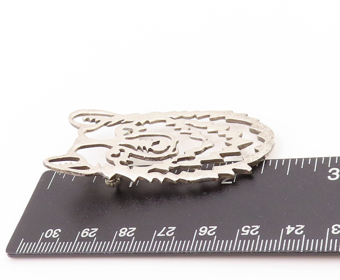 925 Sterling Silver Vintage Brooch Stencil Cutout Wolf Head BP11632