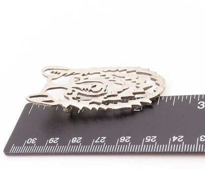 925 Sterling Silver Vintage Brooch Stencil Cutout Wolf Head BP11632