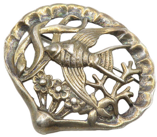 925 Sterling Silver  Vintage Dark Tone Fish Under Water Brooch Pin  BP4585