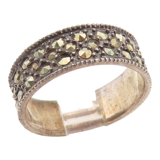 925 Sterling Silver Vintage Ring Classic Marcasite Eternity Band  Sz 7  RG35537