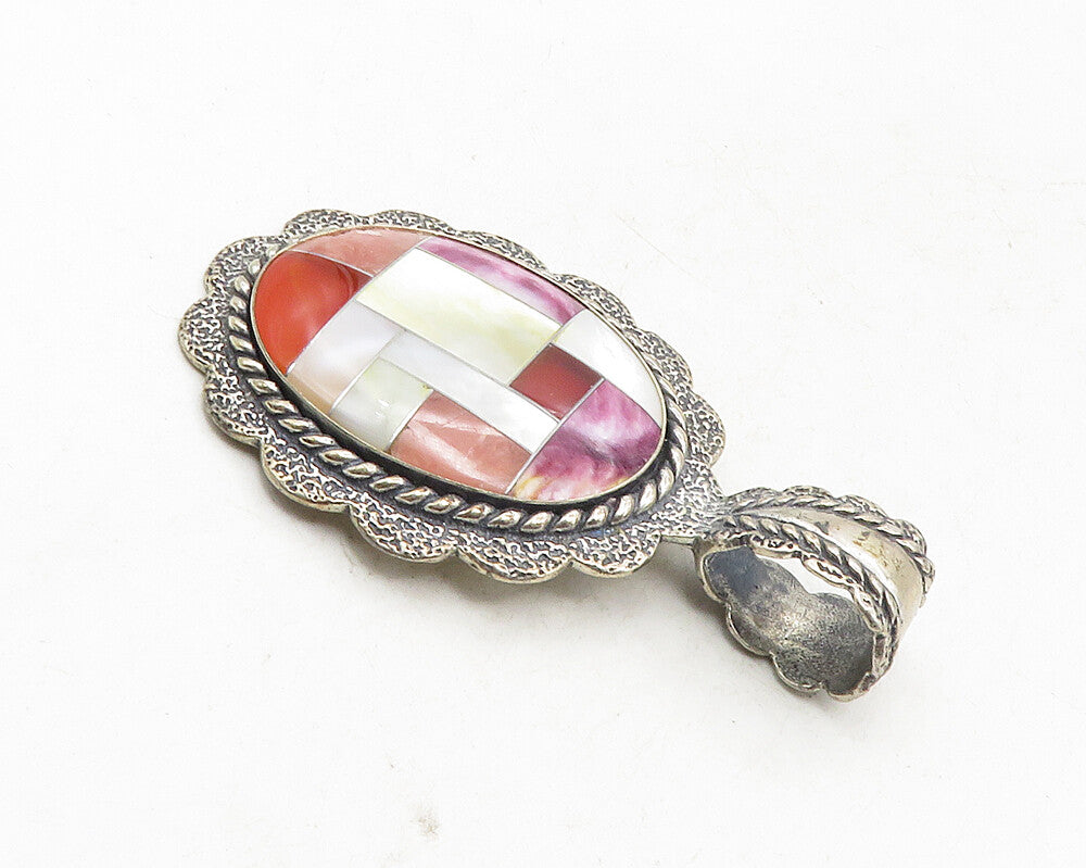 CAROLYN POLLACK RELIOS 925 Silver  Vintage Mother Of Pearl Pendant  PT7867