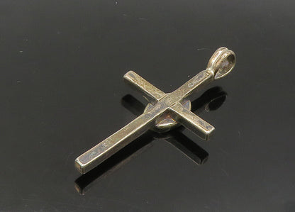 925 Sterling Silver  Vintage Abalone Shell Religious Cross Pendant  PT17635