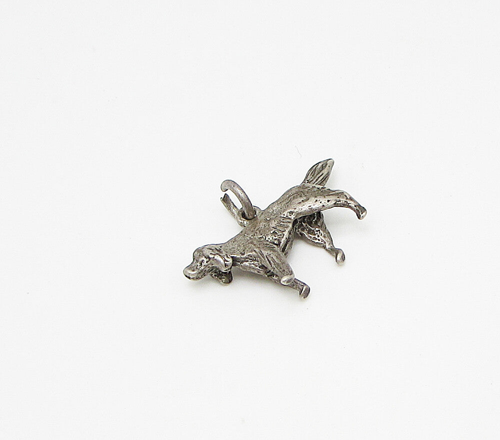 925 Sterling Silver Vintage Solid Walking Dog Charm Pendant  PT2273