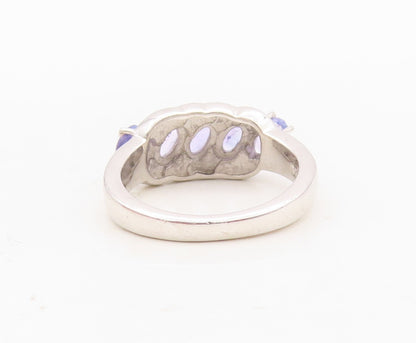 925 Sterling Silver Vintage Ring Designer Oval Cut Tanzanite & CZ  Sz 6  RG30432