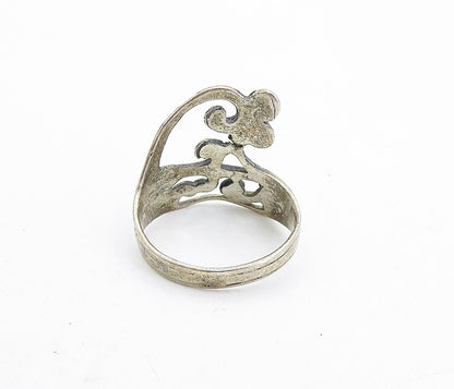 925 Sterling Silver Vintage Dark Tone Swirl Designed Band Ring  Sz 7  RG4997