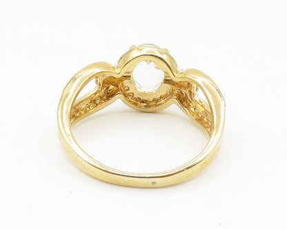 925 Sterling Silver  Faceted Topaz Gold Plated Shiny Band Ring Sz 7  RG14068