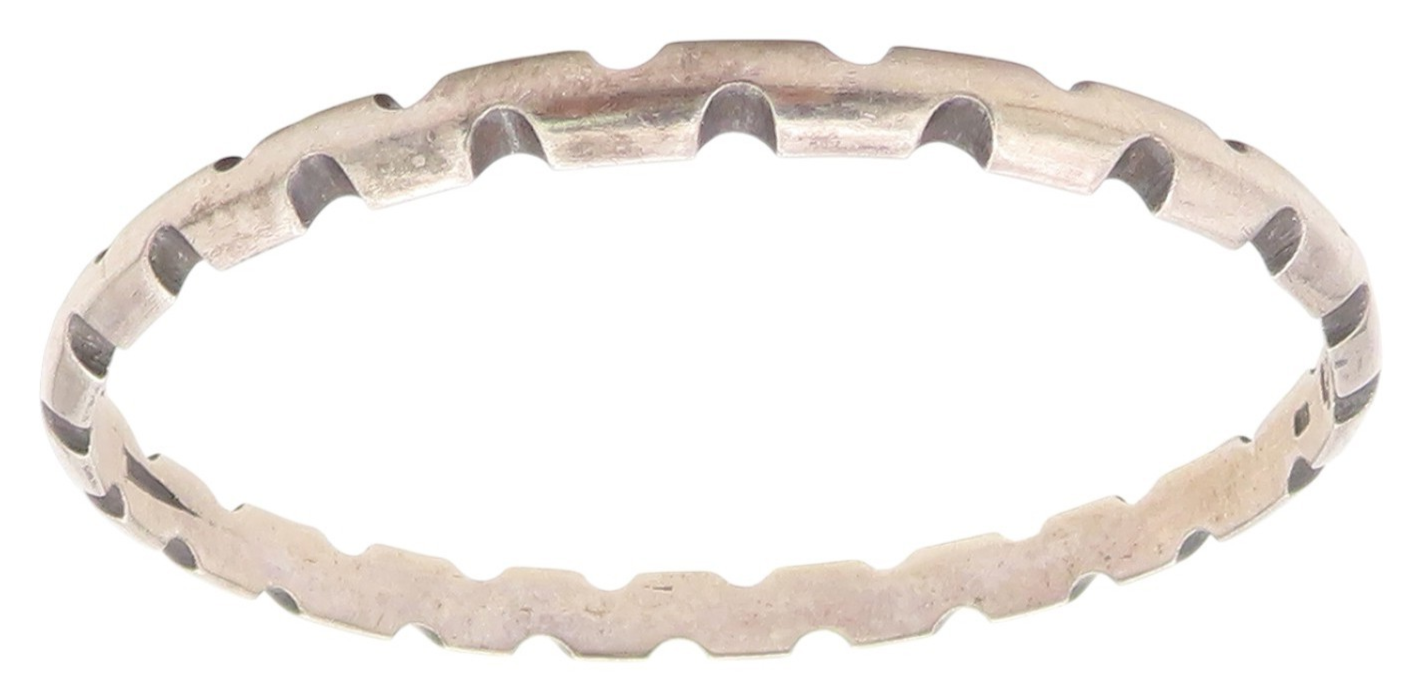 925 Sterling Silver Vintage Bracelet ANTONIO PINEDA Solid Notched Bangle BT11645