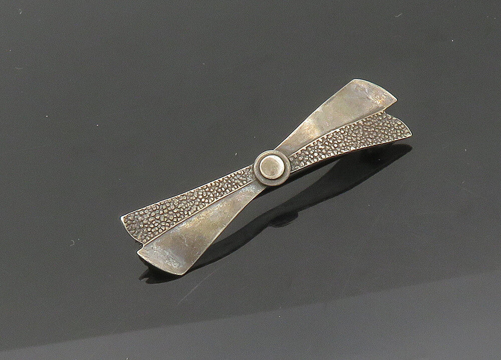 925 Sterling Silver  Vintage Antique Dark Tone Bow Tie Brooch Pin  BP8111