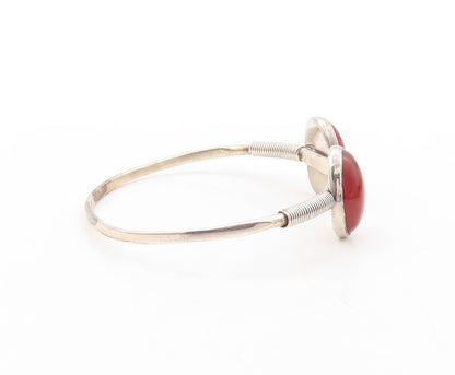 925 Sterling Silver Vintage Bracelet European Design Carnelian Cuff  BT10895