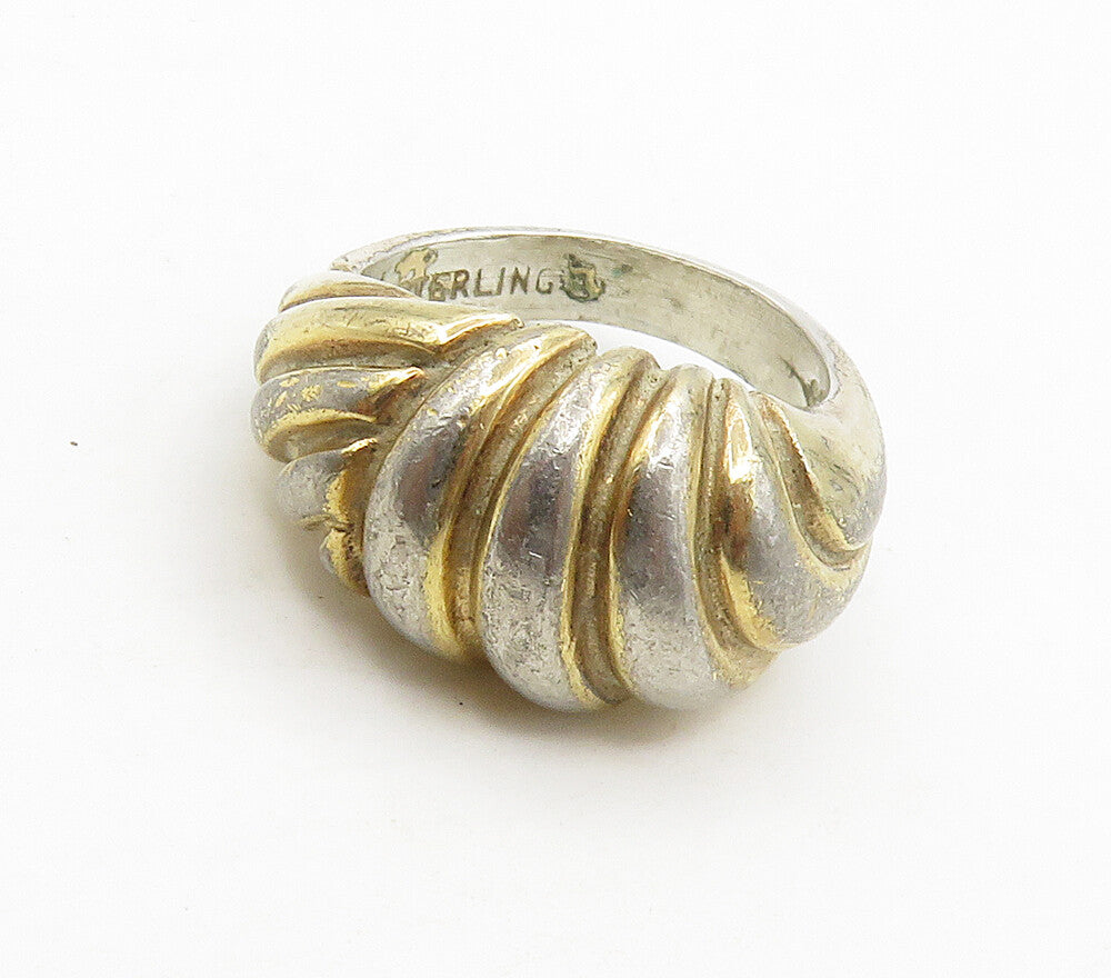 925 Sterling Silver  Vintage Fluted Dome Petite Band Ring Sz 4.5  RG15698