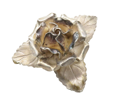 MEXICO 925 Sterling Silver  Vintage Sculpted Single Flower Brooch Pin  BP4801