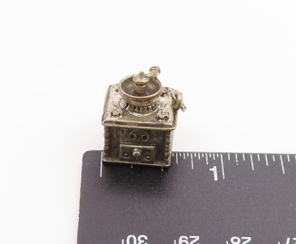 925 Sterling Silver Vintage Pendant BEAU Miniature Coffee Grinder Charm  PT26266