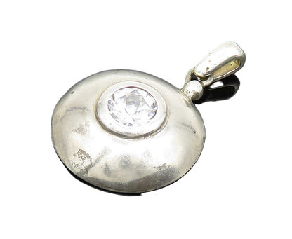 DESIGNER 925 Sterling Silver  Vintage Cubic Zirconia Dome Pendant  PT14910