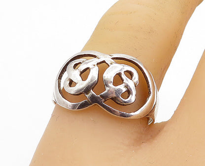 925 Sterling Silver  Vintage Shiny Open Pretzel Knot Band Ring Sz 9  RG6241