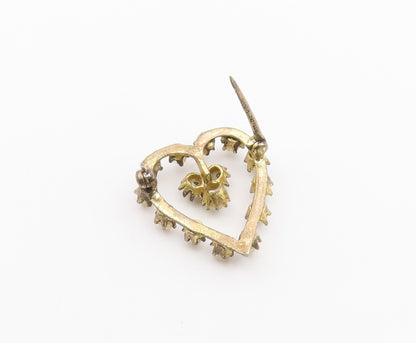 925 Sterling Silver  Vintage Antique Quartz Love Heart Brooch Pin  BP8735