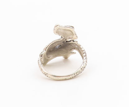 925 Sterling Silver Vintage Ring Etched Mythical Dragon Band  Sz 10  RG35903