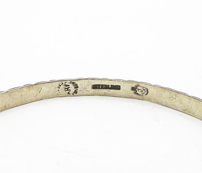 MEXICO 925 Sterling Silver  Vintage Dark Tone Etched Bangle Bracelet  BT1697