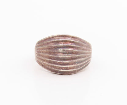 925 Sterling Silver Vintage Ring MEXICO Wavy Grooved Dome Band  Sz 8.5  RG34490