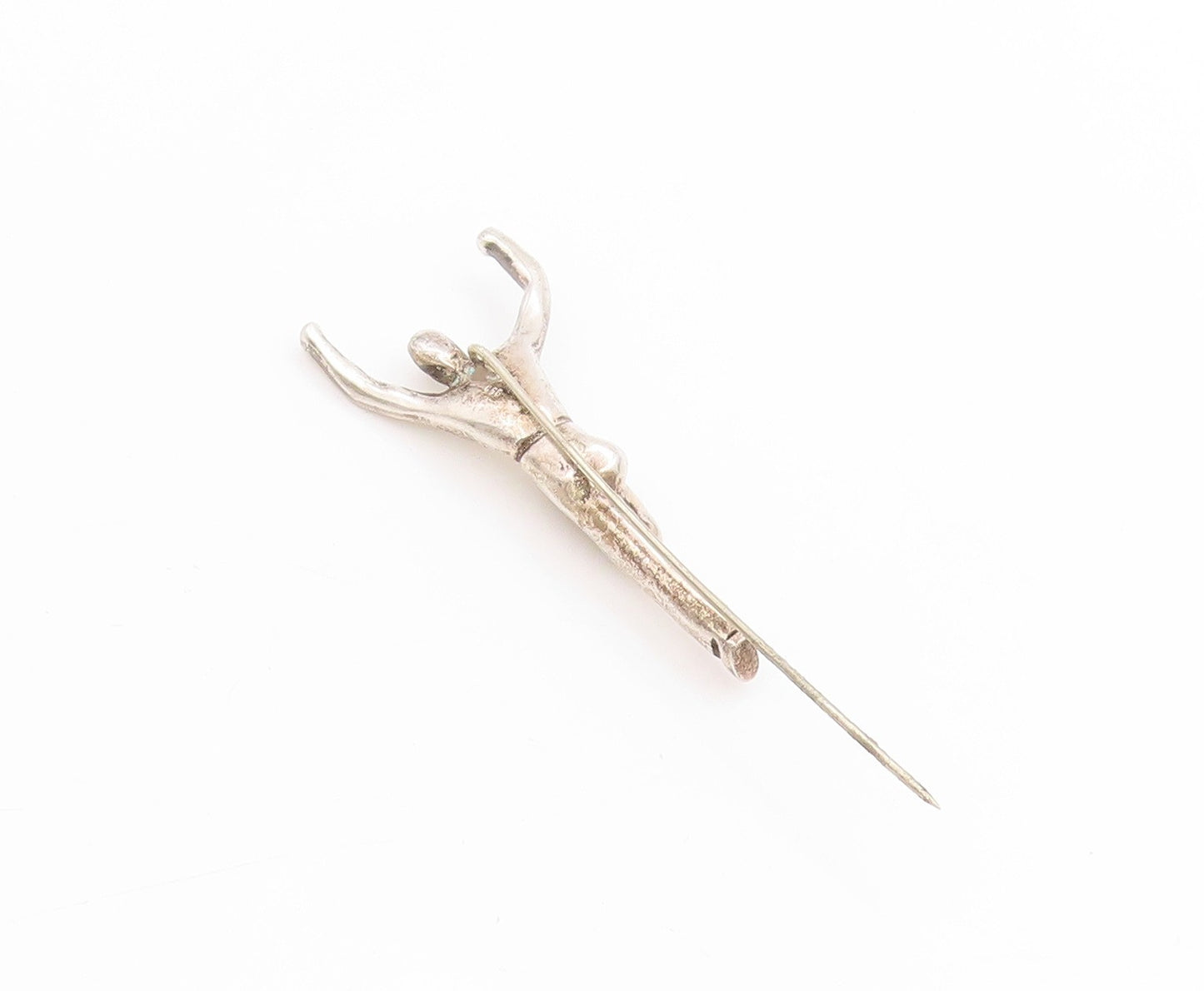 925 Sterling Silver Vintage Pin 3D Carved Flying Man Lapel Pin Design  TR3973