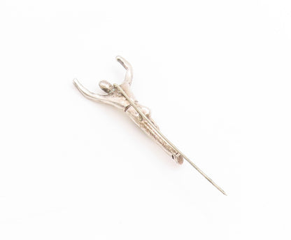 925 Sterling Silver Vintage Pin 3D Carved Flying Man Lapel Pin Design  TR3973